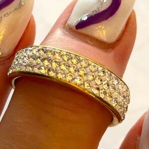 Size 9 Diamond Sparkler Fashion Golden Ring Stainless Steel Band